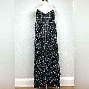 Zara Woman Charcoal Plaid Straight Sleeveless Maxi Dress With Rhinestone Size S